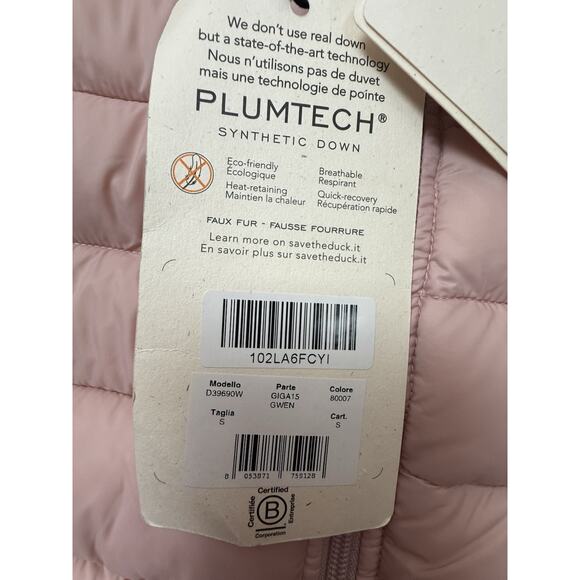 NWT Save the Duck Women's Hooded Quilted Down Puffer Jacket Winter Coat Blush S - Picture 4 of 9